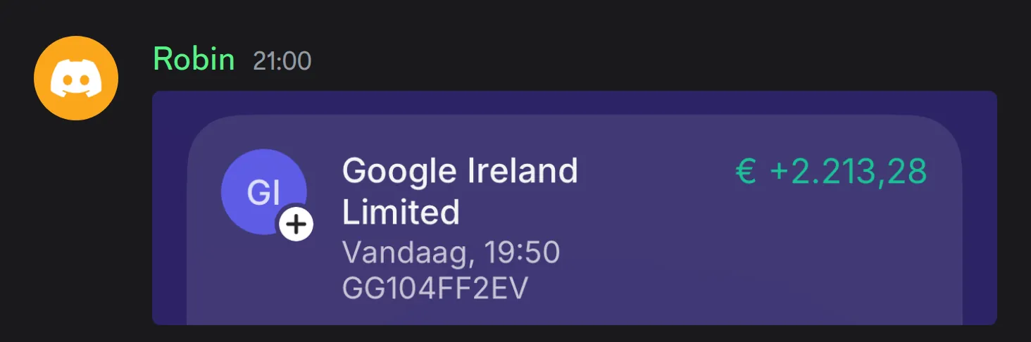 Robin — €2.213,28 van Google