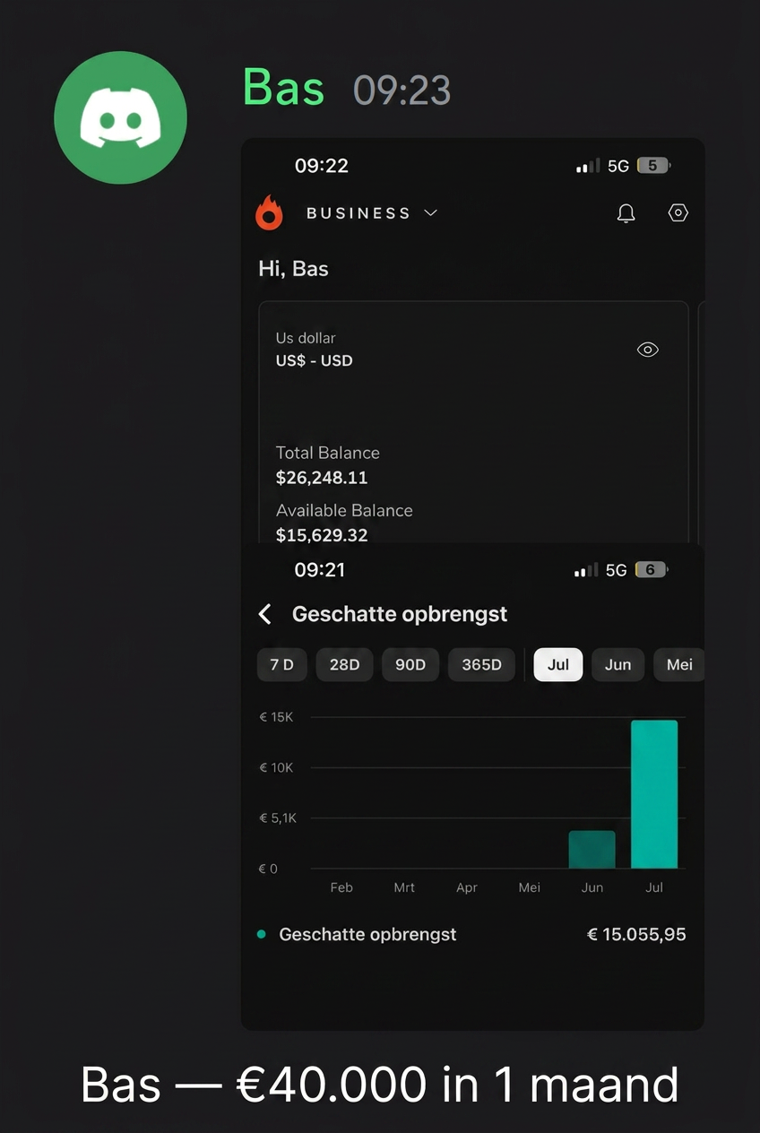 Bas — €40.000 in 1 maand